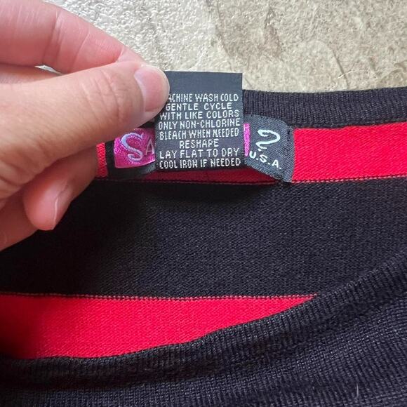 Vtg Y2K Say What Striped Sweater Dress Red Black Mall Goth Punk Grunge Rock Alt - Picture 3 of 9